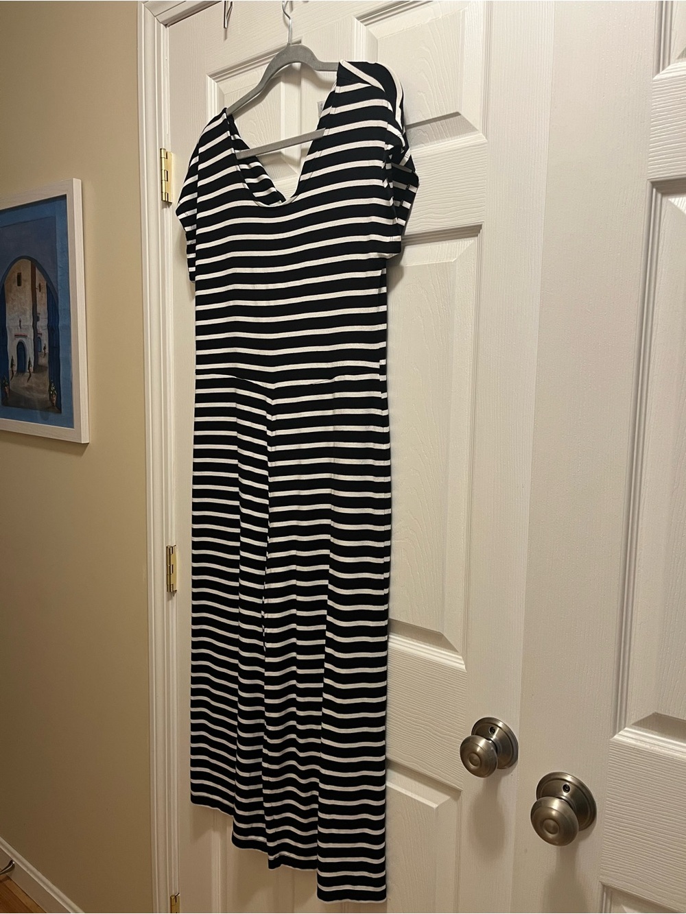 Old Navy Black and White Striped Jumpsuit